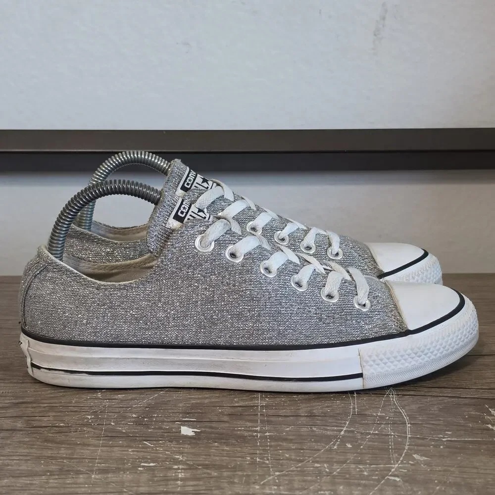 Converse Chuck Taylor All-Star Low Top Sneakers Shoes Size 8 Metallic Silver